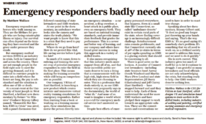 Emergency Responders Badly Need Our Help